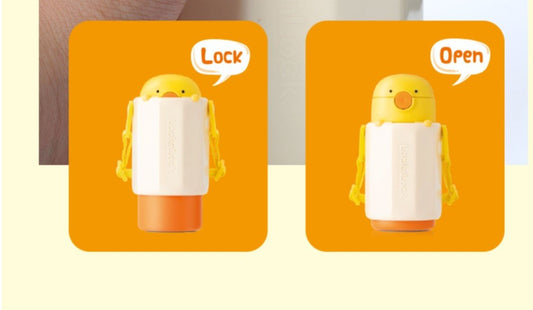 Cartoon Duckie Kids Soft Straw 300ml Yellow Leak Proof Insulated Water Bottle